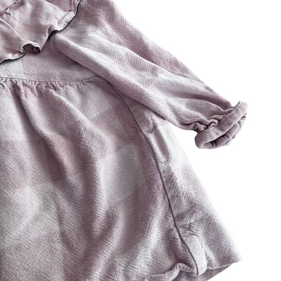 Zara girls ecru light peach ruffle plaid blouse size 9-12 - Picture 3 of 6